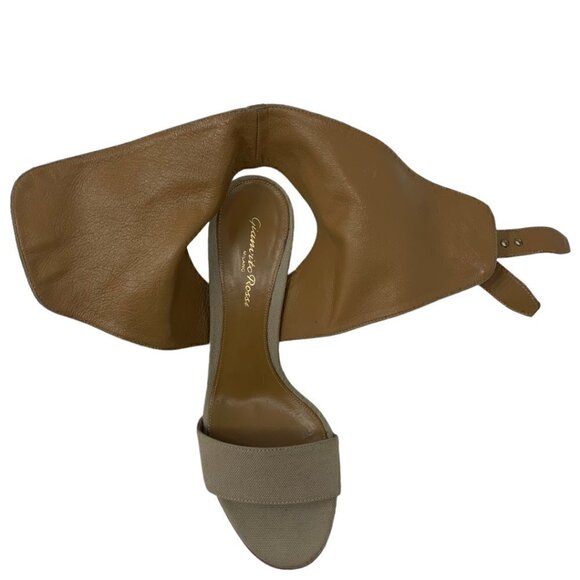 Rare Gianvito Rossi Canvas Leather Ankle Buckle Clossure Safari Sandals Heels 9 - Picture 8 of 14